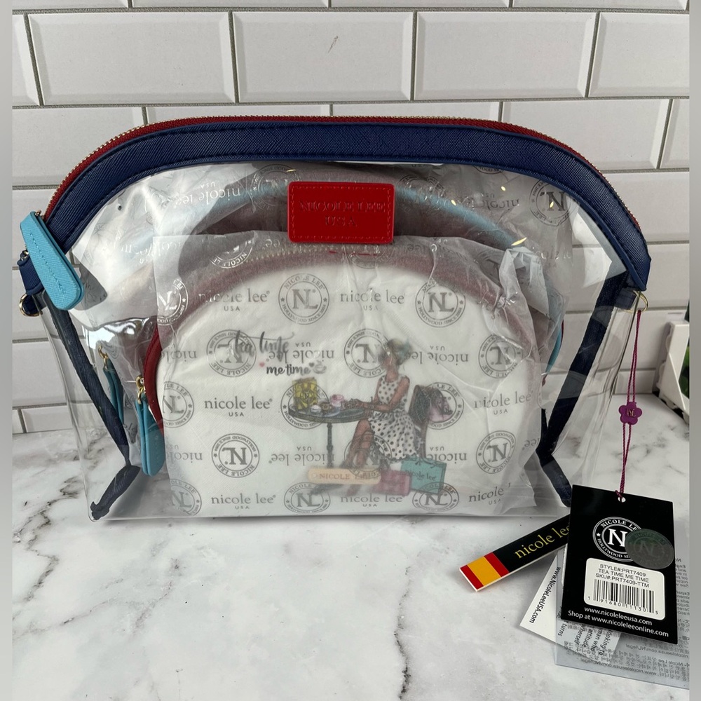 Nikole Lee USA Women Cosmetic/Makeup Bag Detachable Strap “Tea Time Me Time “